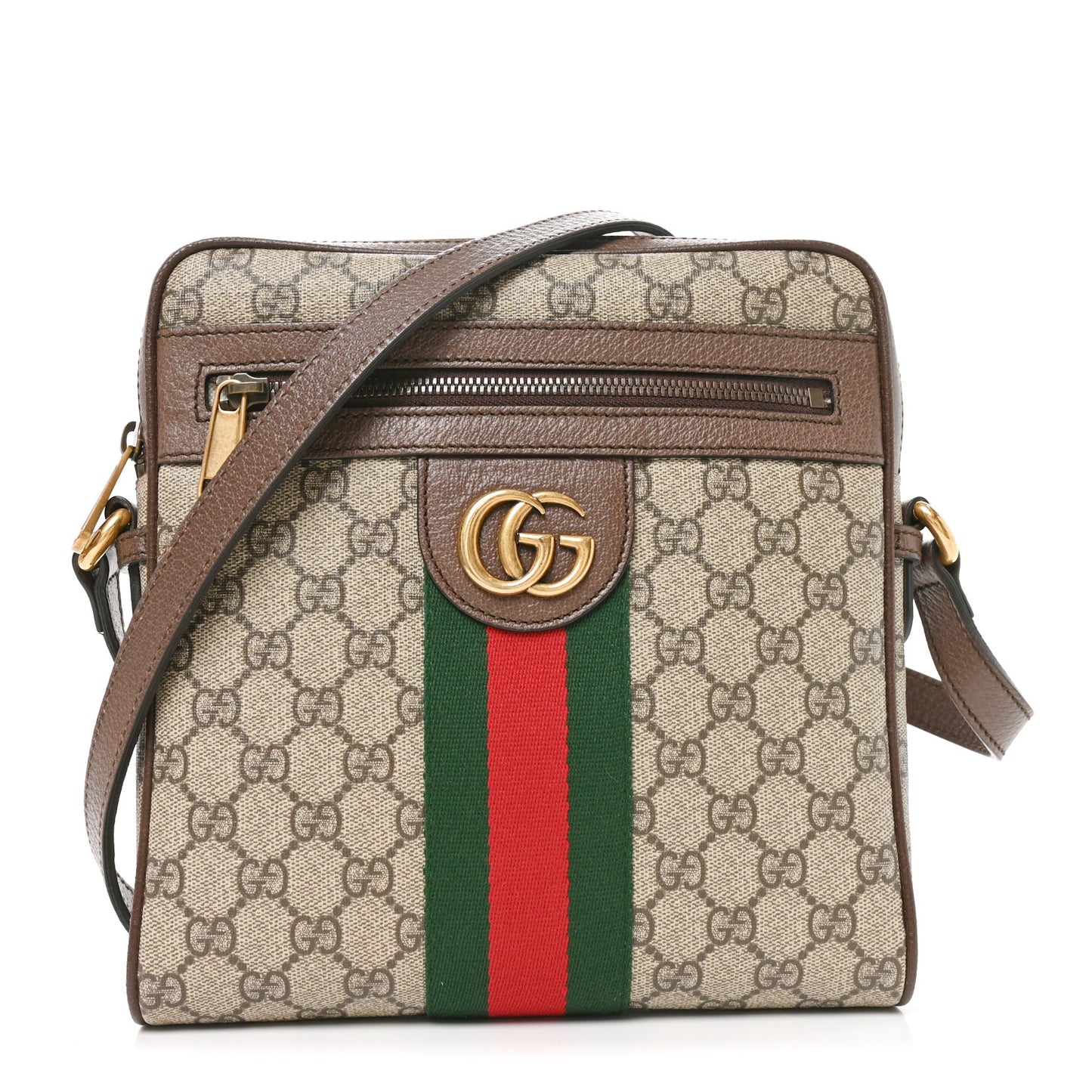 GG Supreme Monogram Web Small Ophidia Messenger Bag Brown