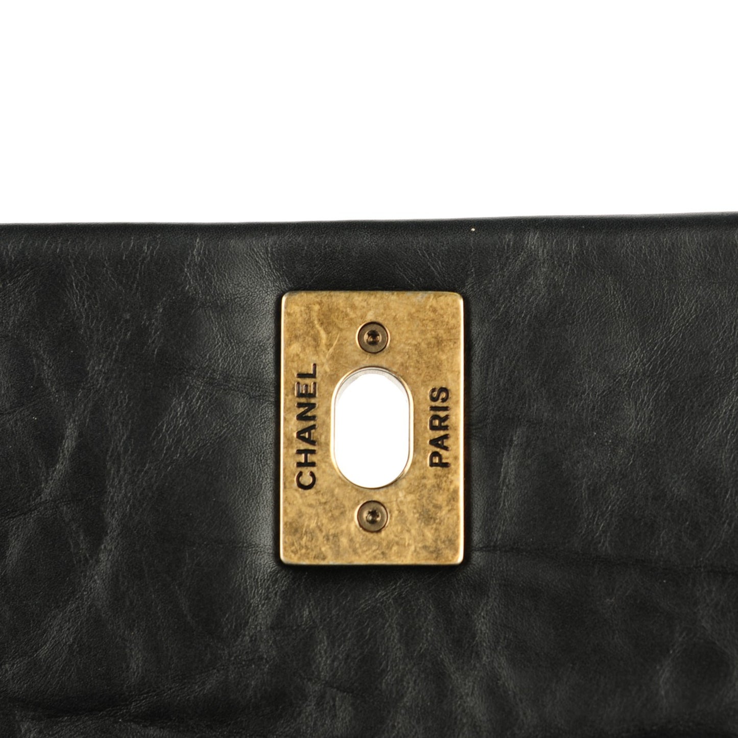 Aged Calfskin Quilted Small Pondichery Flap Black