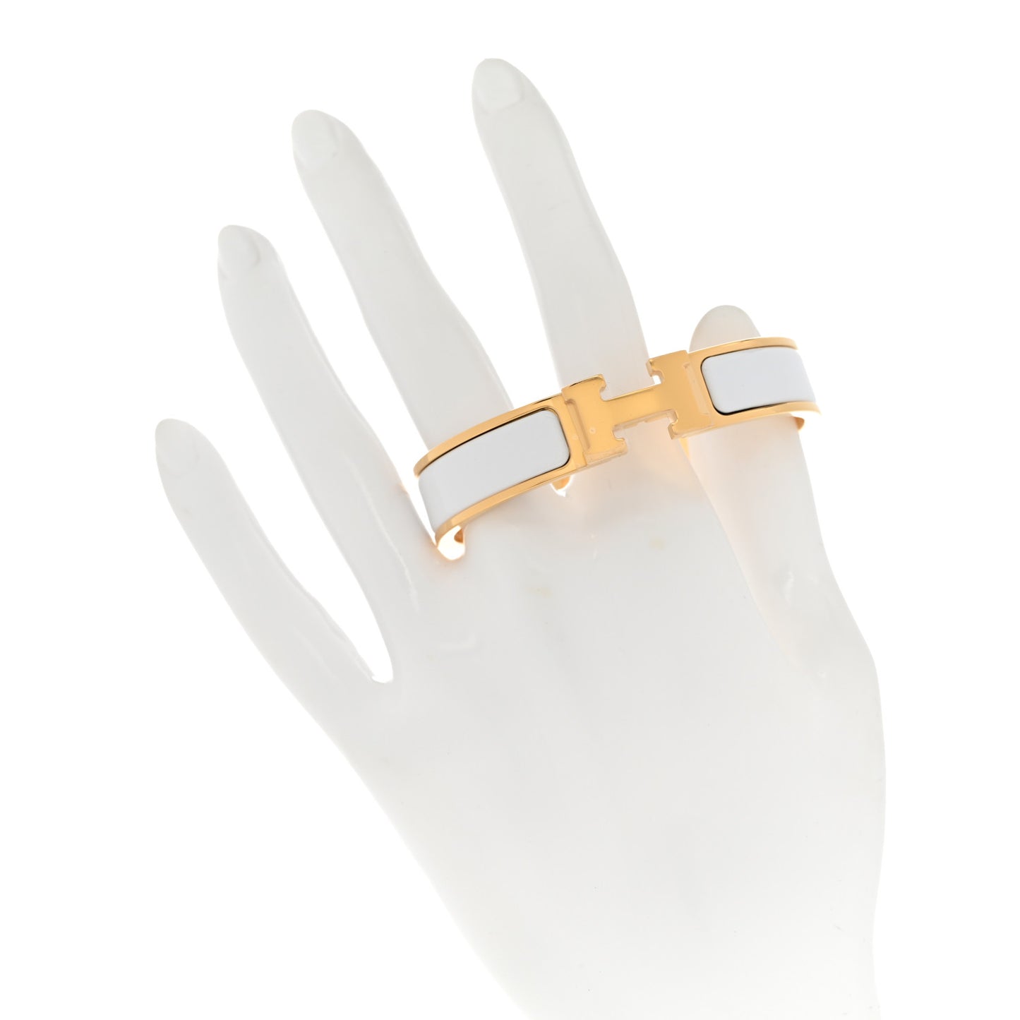 Enamel Narrow Clic Clac H Bracelet PM White
