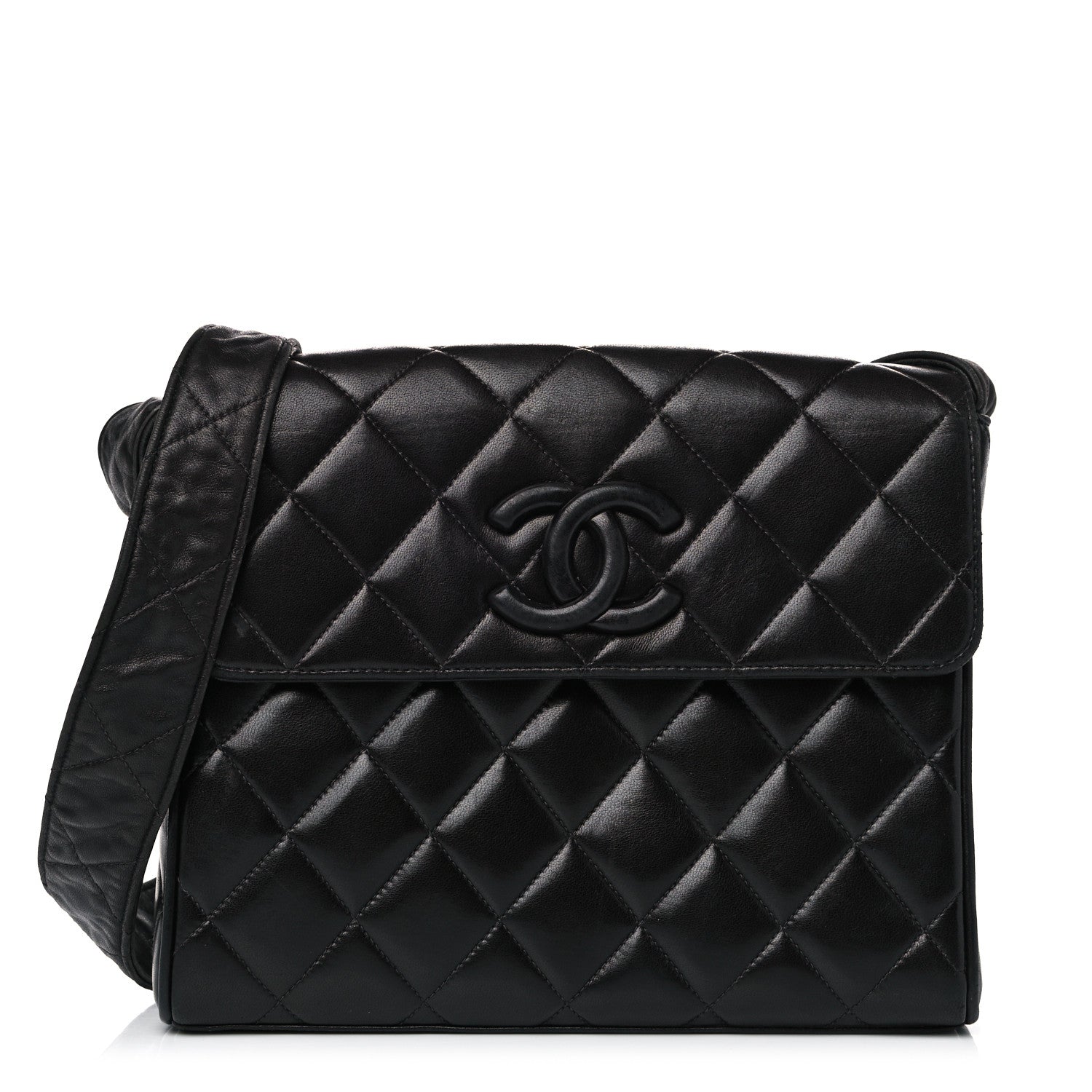 Chanel Lambskin Quilted CC Flap Shoulder Bag Black 1 of 14