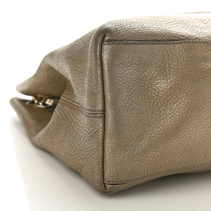 Gucci Metallic Pebbled Calfskin Medium Soho Chain Shoulder Bag Golden Beige 10 of 13