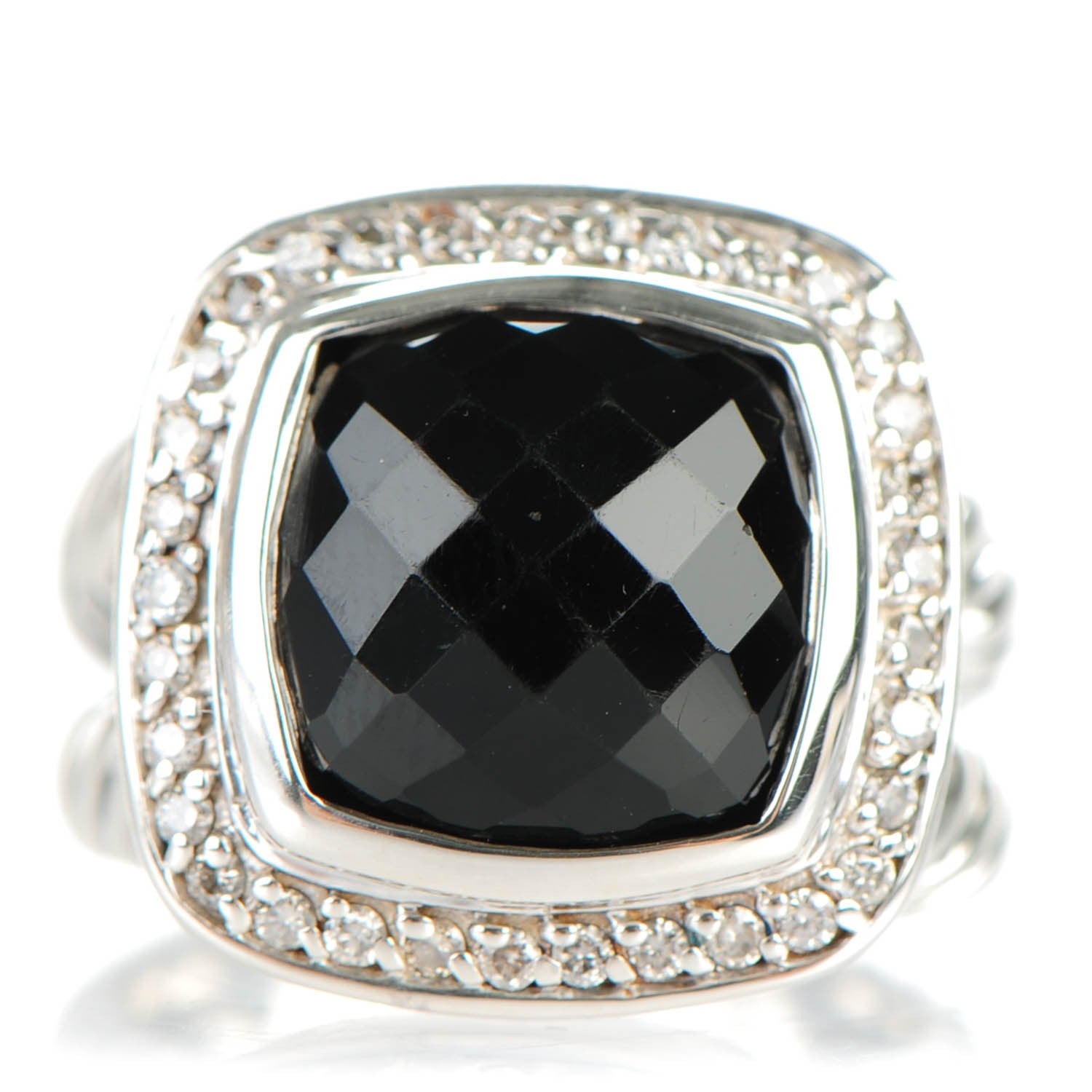 David Yurman Sterling Silver Diamond Black Onyx 11mm Albion Ring 49 5 1 of 5