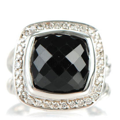 David Yurman Sterling Silver Diamond Black Onyx 11mm Albion Ring 49 5 1 of 5