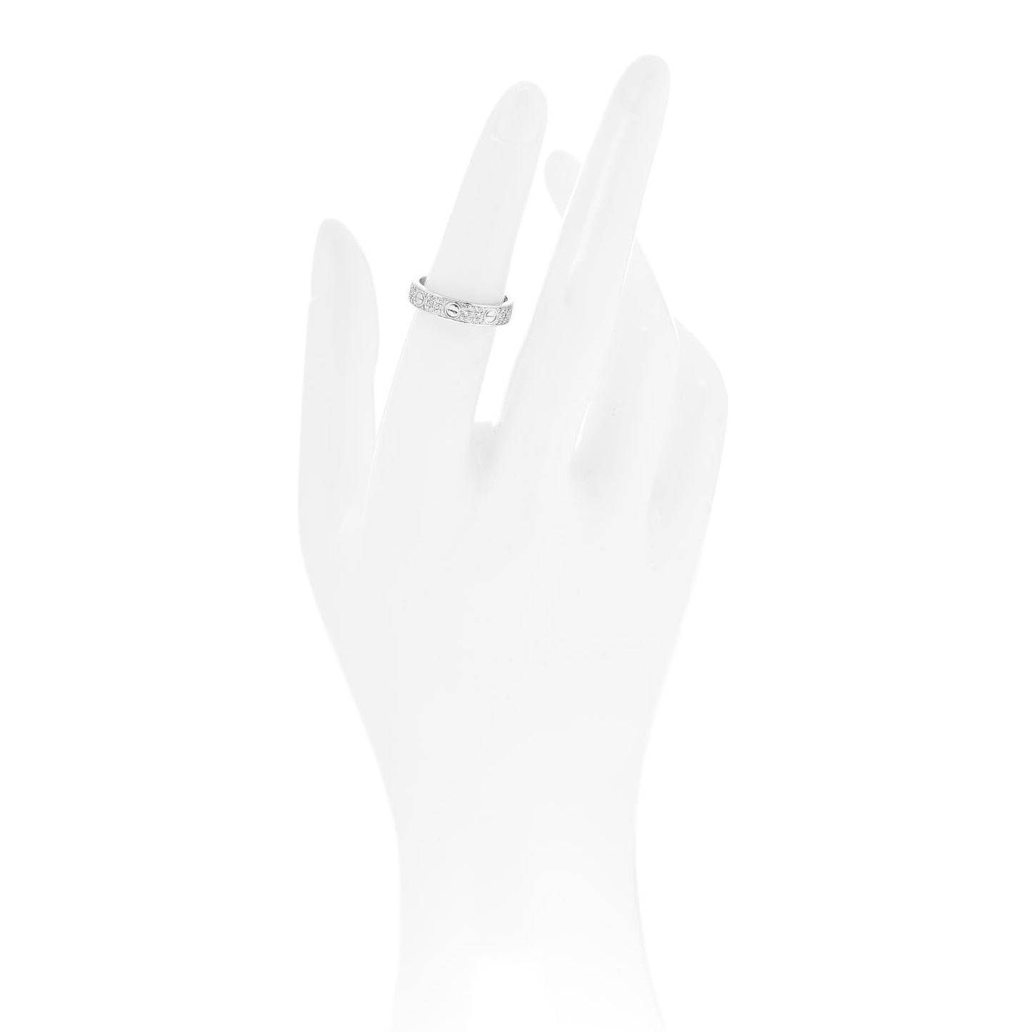 18K White Gold Diamond 4mm LOVE Wedding Paved Band Ring 51 5.75