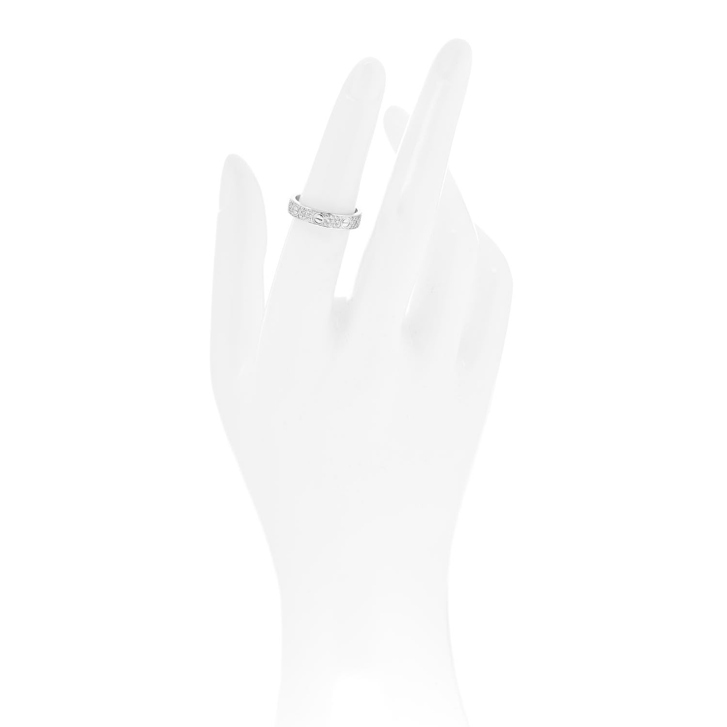 Cartier 18K White Gold Diamond 4mm LOVE Wedding Paved Band Ring 51 5.75 2 of 4