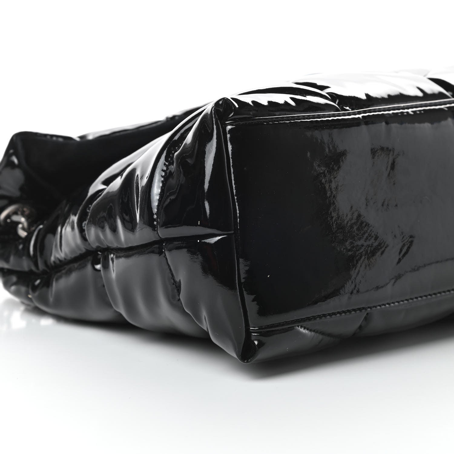 Saint Laurent Patent Lambskin Quilted Medium Loulou Puffer Monogram Chain Satchel Black 9 of 14
