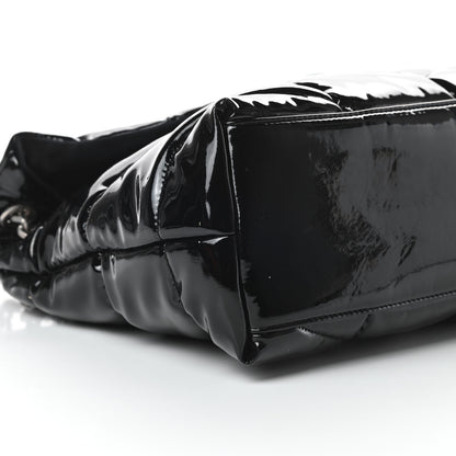 Saint Laurent Patent Lambskin Quilted Medium Loulou Puffer Monogram Chain Satchel Black 9 of 14