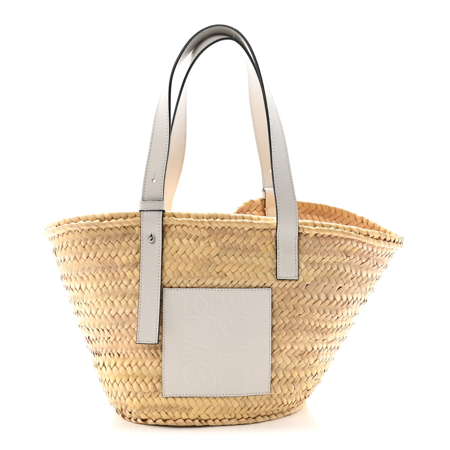 Raffia Basket Tote Bag Natural White