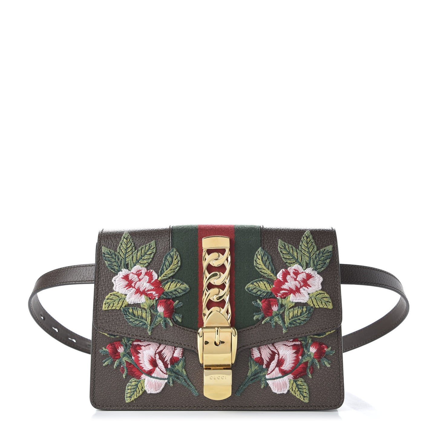 Calfskin Embroidered Sylvie Belt Bag 95 34 Brown