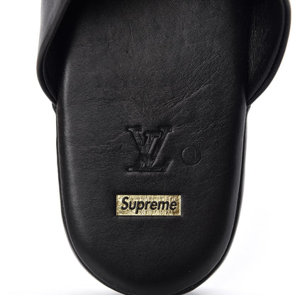 Louis Vuitton X SUPREME Lambskin Mens Hugh Slippers 7 Black 8 of 11