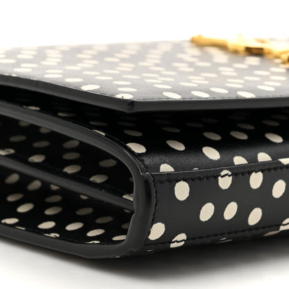 Saint Laurent Calfskin Polka Dot Print Monogram Chain Wallet Black Crema Soft 11 of 12