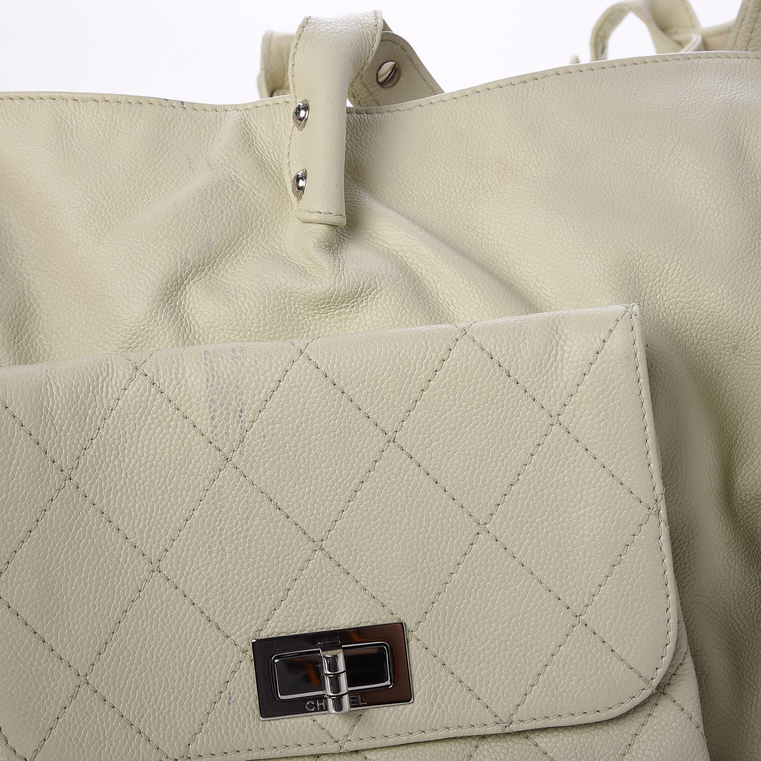 Chanel Caviar Stitched Pocket In The City Tote Ivory 5 of 7