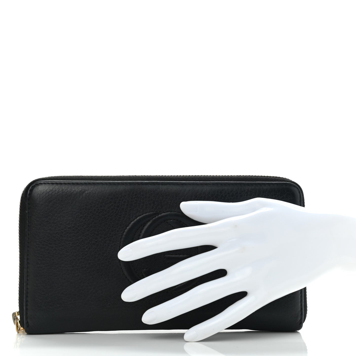 Pebbled Calfskin Soho Zip Around Wallet Black