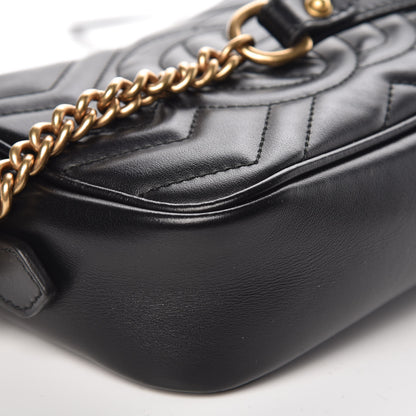 Gucci Calfskin Matelasse Mini GG Marmont Chain Shoulder Bag Black 13 of 14