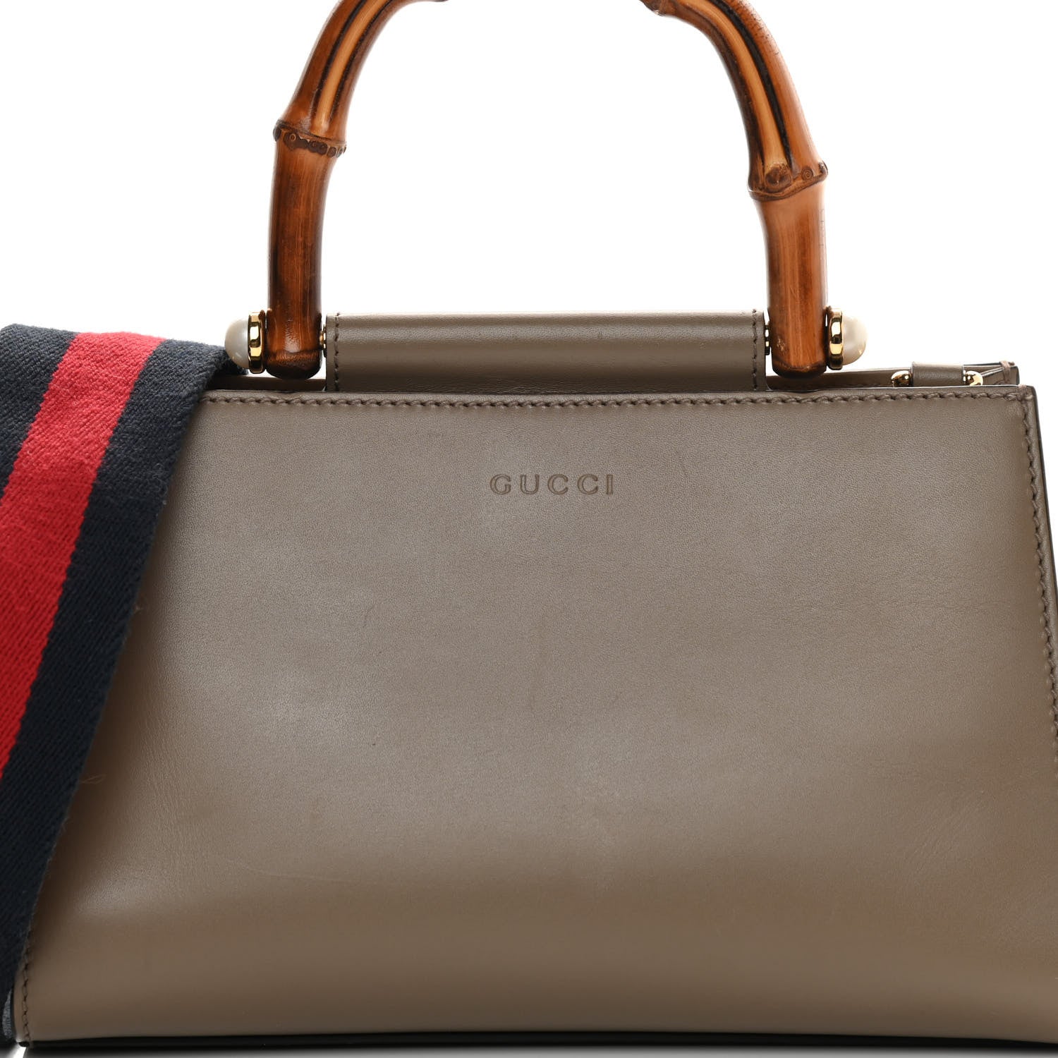 Gucci Nappa Bamboo Web Mini Nymphaea Top Handle Bag Brown 9 of 13
