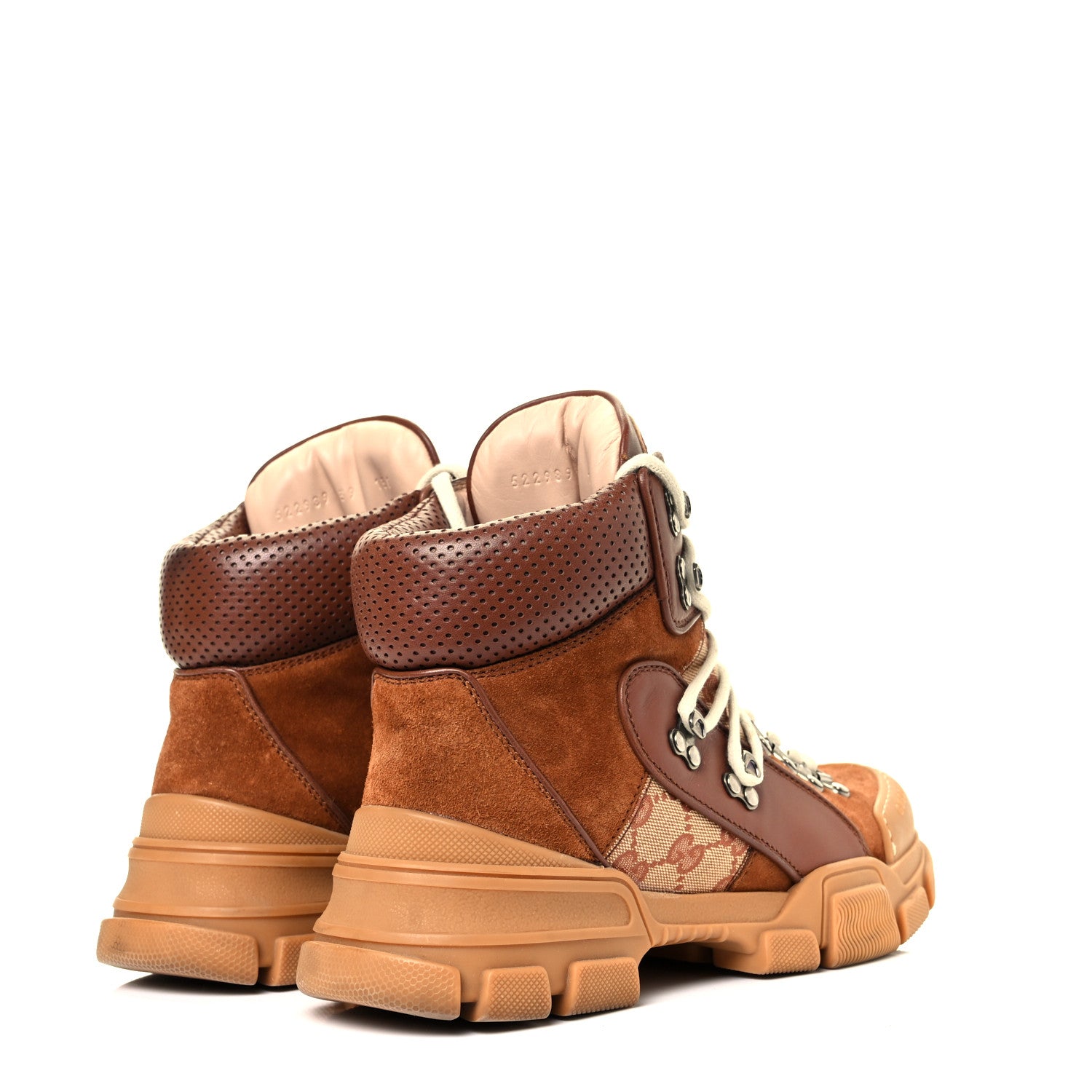 Gucci X SEGA Suede Calfskin GG Monogram Womens Flashtrek High-Top Sneakers 39 New Cuir Beige Ruggine 4 of 8
