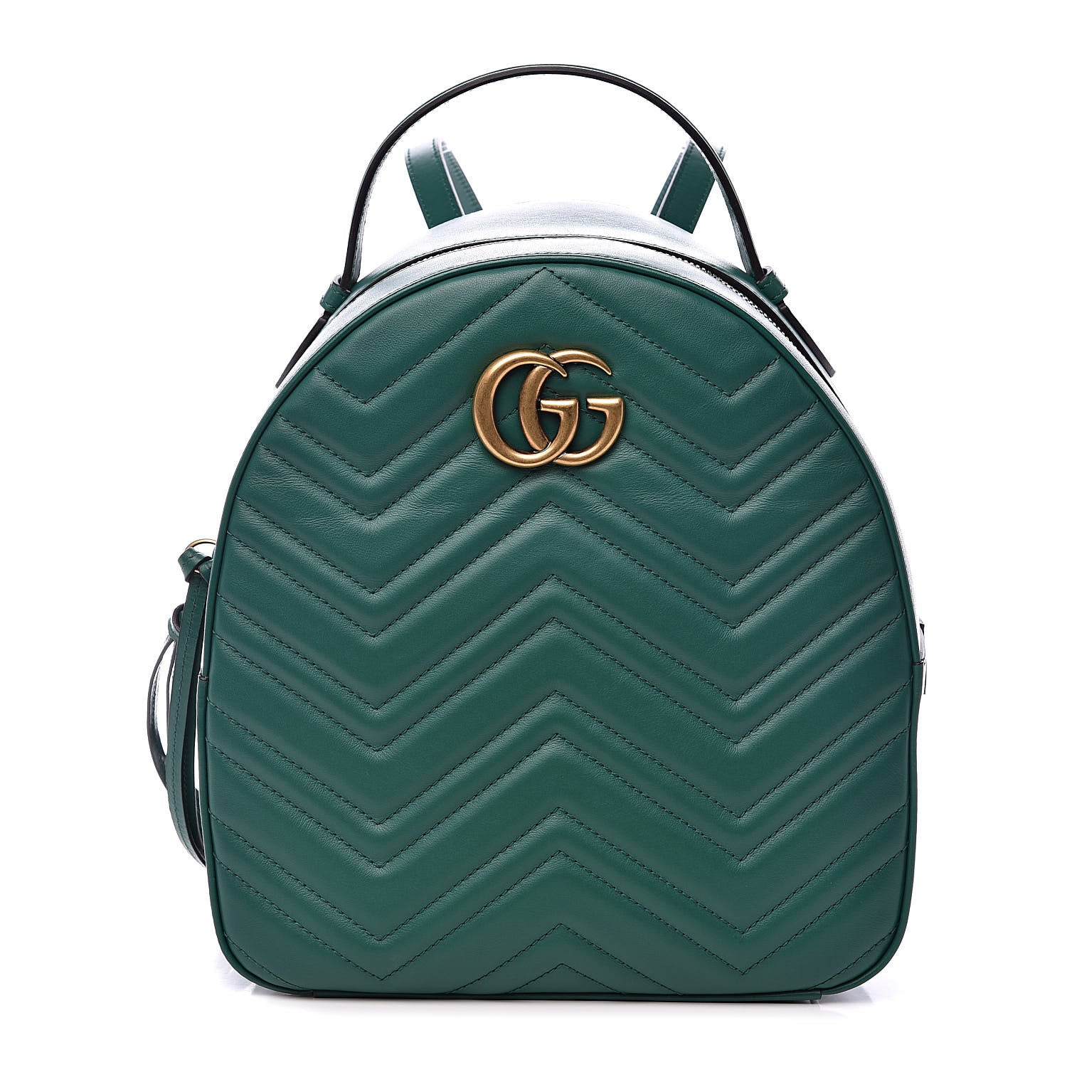 Gucci Calfskin Matelasse GG Marmont Dome Backpack Emerald Green 1 of 9