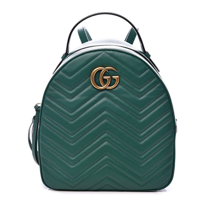 Gucci Calfskin Matelasse GG Marmont Dome Backpack Emerald Green 1 of 9