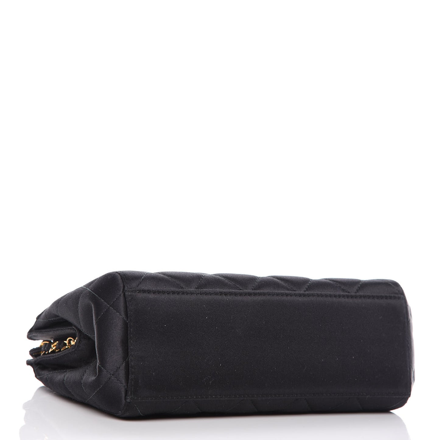 Satin Quilted Shoulder Bag Black