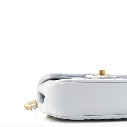 Chanel Shiny Lambskin Quilted Pearl Twist Mini Square Flap Light Blue 9 of 10