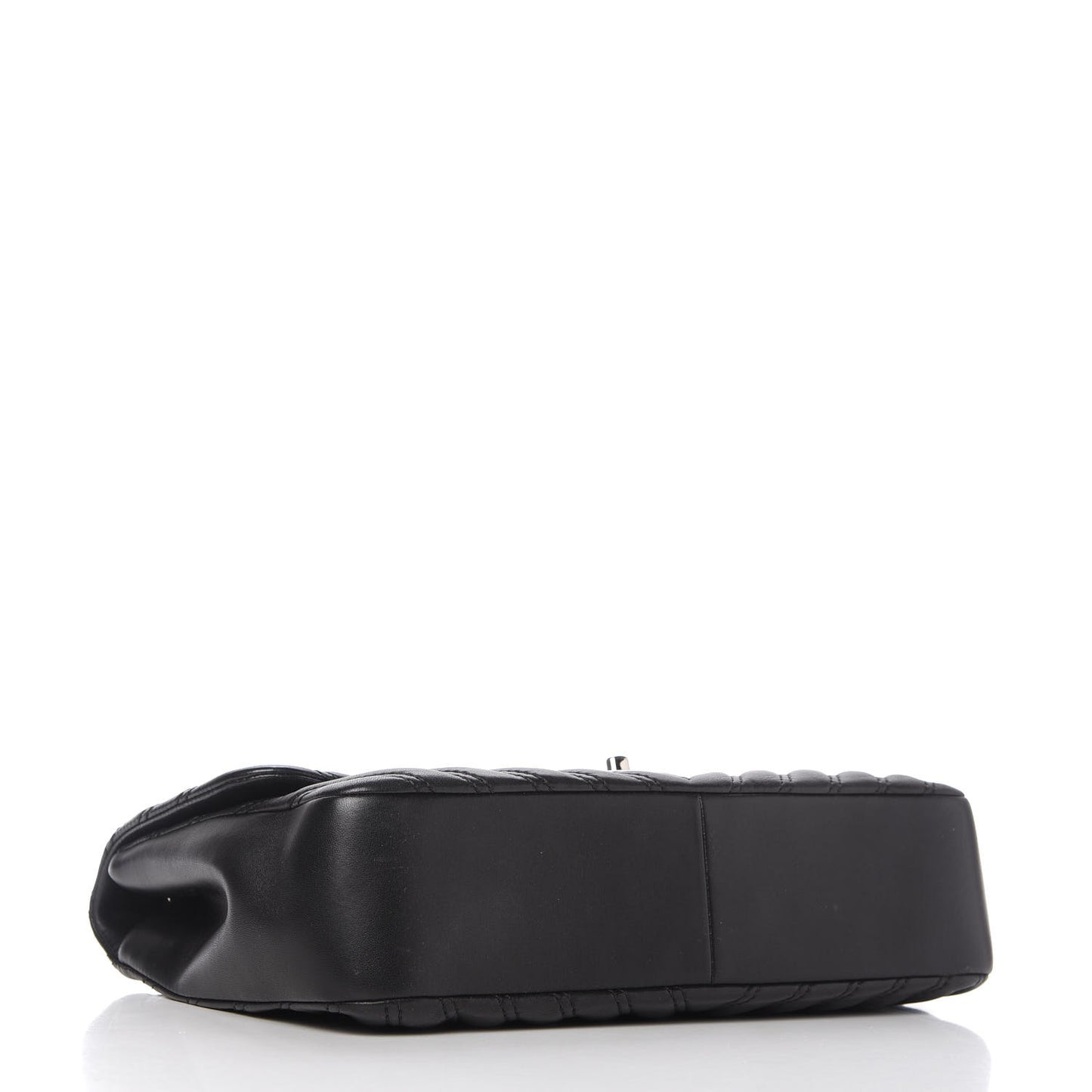 Lambskin Chevron Quilted Double Stitch Jumbo Single Flap Black
