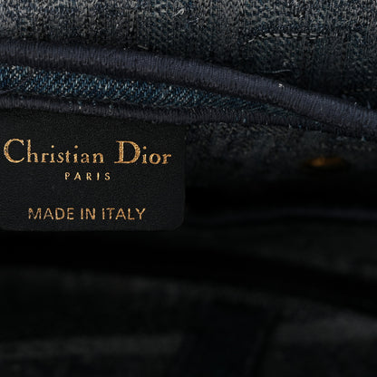 Christian Dior Oblique Embroidered Saddle Bag Denim Blue 6 of 12