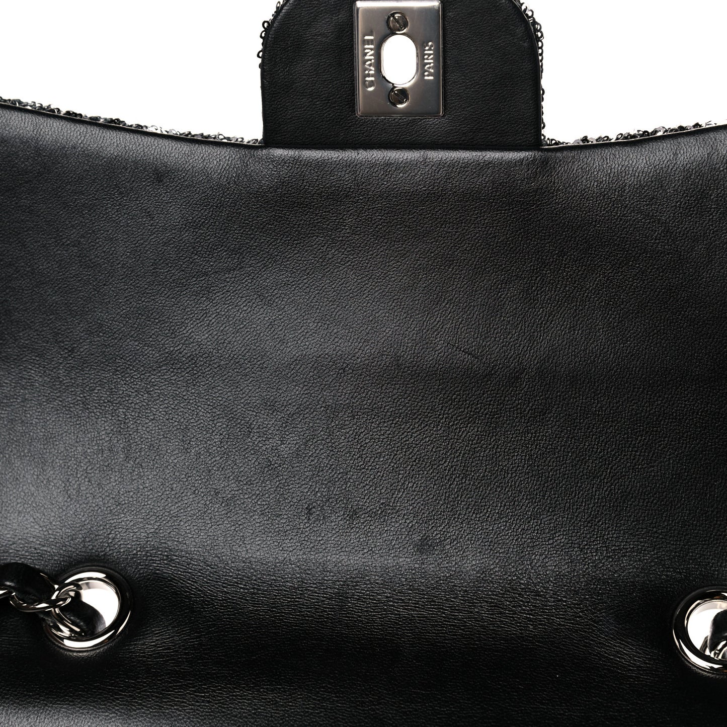 Sequin La Pausa Medium Single Flap Silver Black