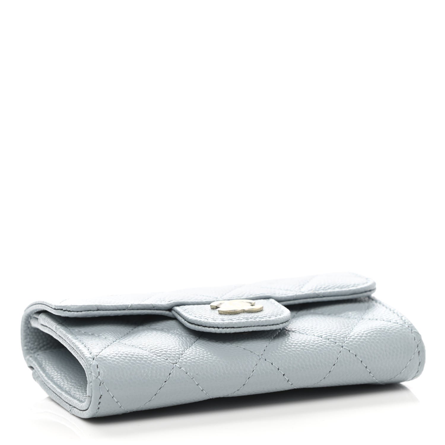 Chanel Caviar Quilted Flap Card Holder Wallet Light Blue 4 of 9