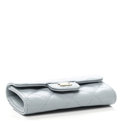 Chanel Caviar Quilted Flap Card Holder Wallet Light Blue 4 of 9
