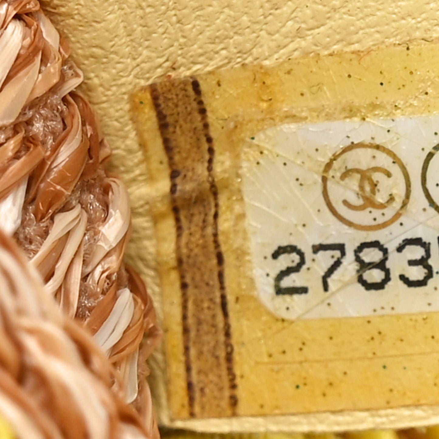 Mixed Fibers Large Shopping Bag Yellow Brown