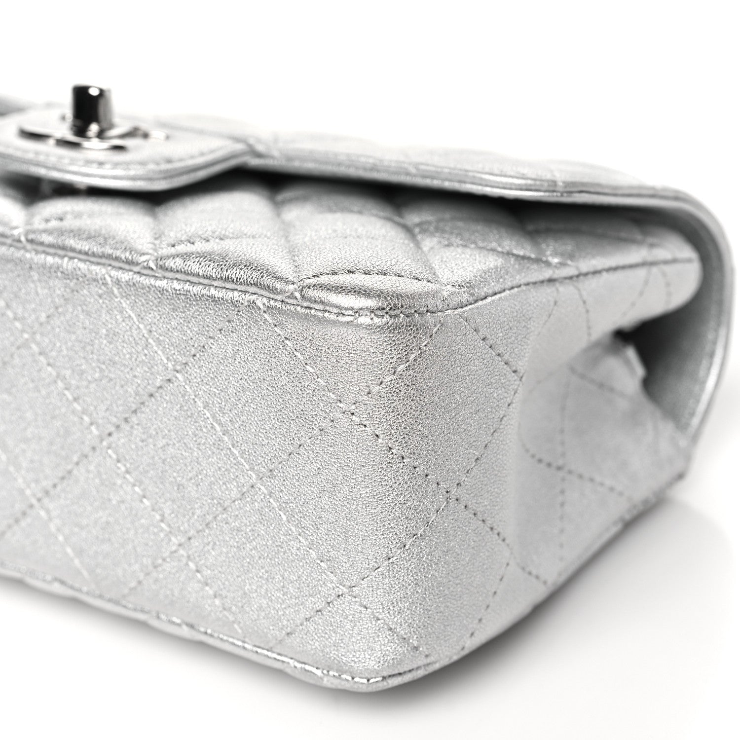 Chanel Metallic Lambskin Quilted Mini Rectangular Flap Silver 10 of 11