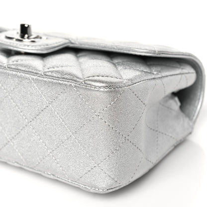 Chanel Metallic Lambskin Quilted Mini Rectangular Flap Silver 10 of 11
