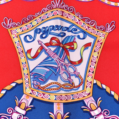 Hermes Silk Paperoles Scarf 90 Rouge Orange Bleu Dur 5 of 7