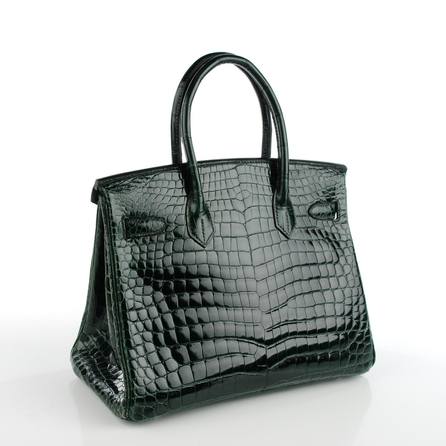 Hermes Shiny Porosus Crocodile Birkin 30 Vert Fonce 3 of 20