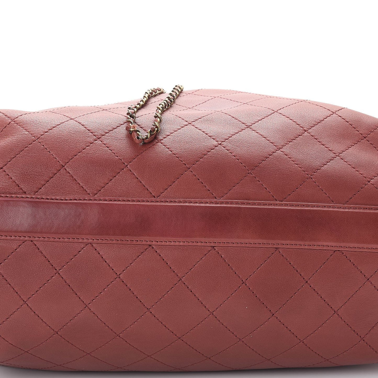 Calfskin Stitched Large Drawstring CC Bag Burgundy