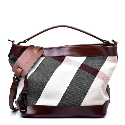 Burberry Canvas Mega Check Hobo Brown 1 of 13