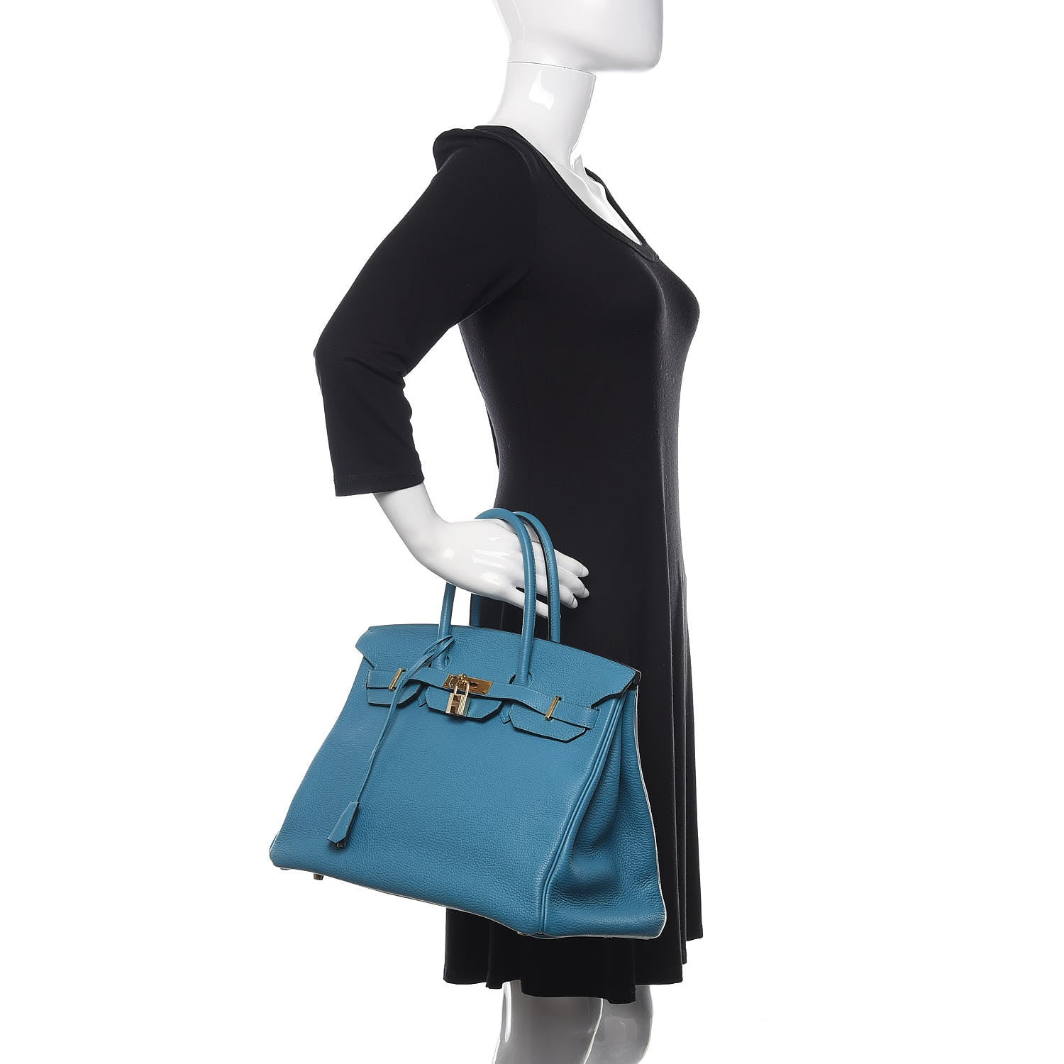 Hermes Taurillon Clemence Birkin 35 Turquoise 1 of 9