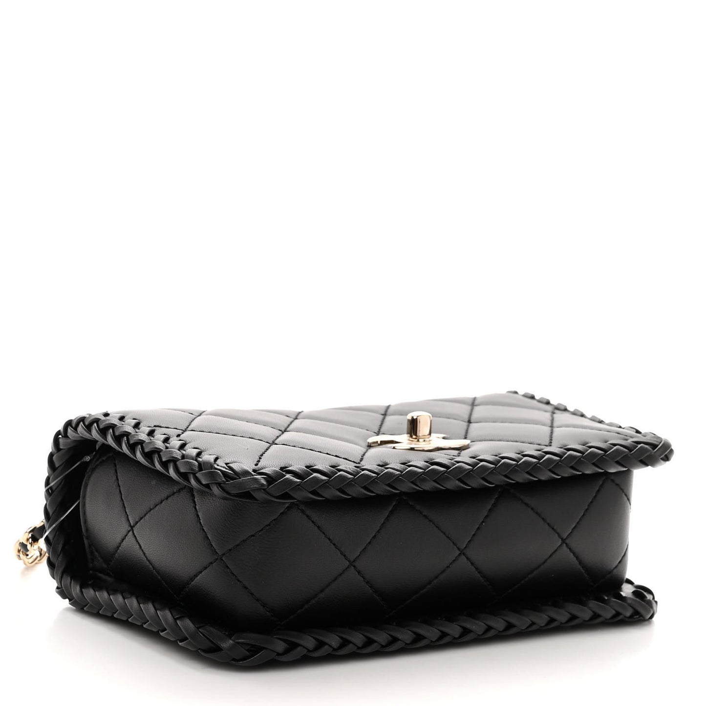 Lambskin Quilted Small Whipstitch Flap Bag Black