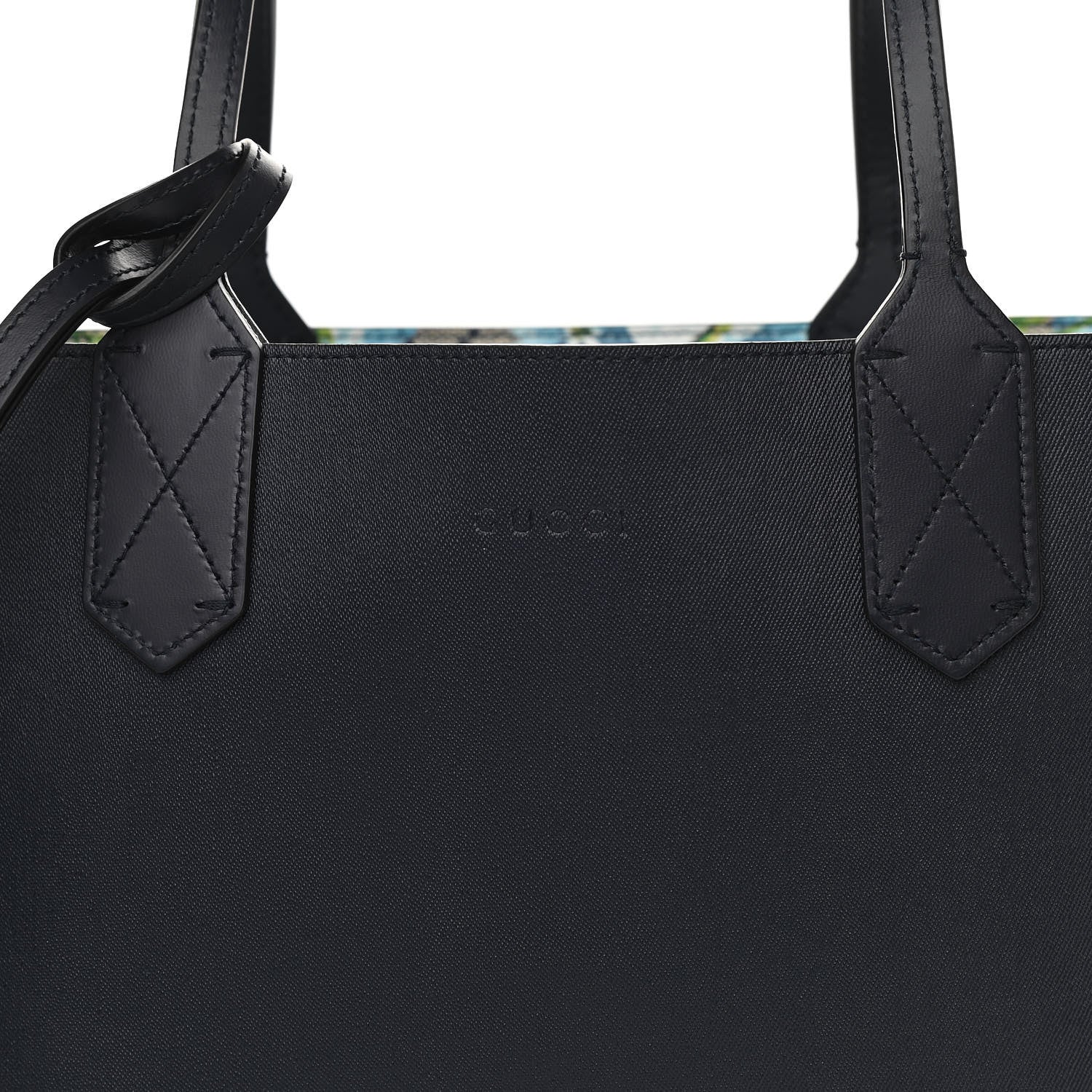 Gucci GG Supreme Monogram Blooms Small Reversible Tote Beige Blue Navy 13 of 18