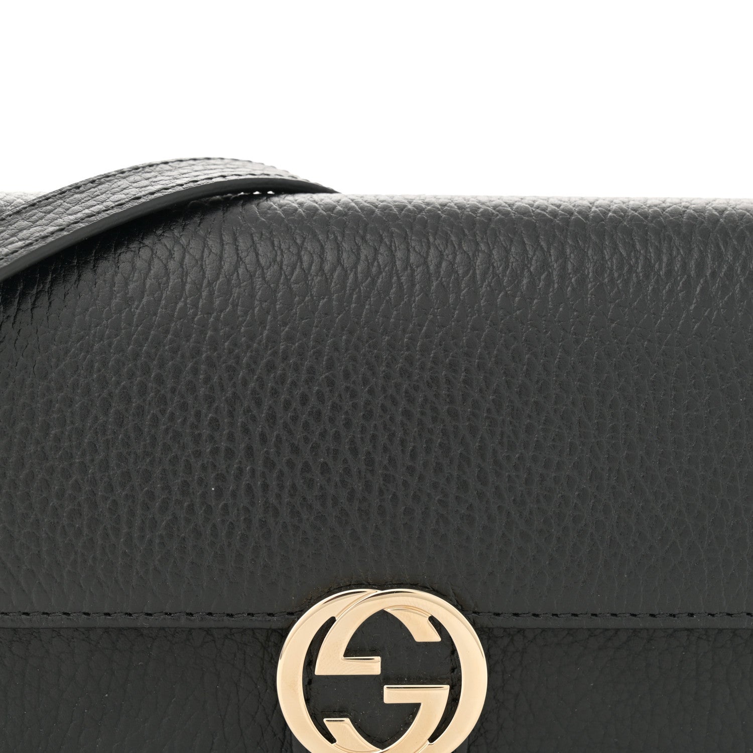Gucci Dollar Calfskin Interlocking G Chain Wallet Black 8 of 11