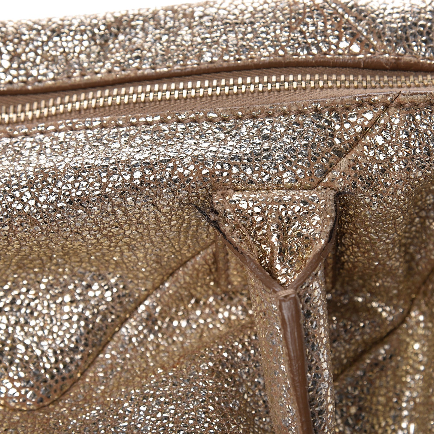 Volcano Crackled Calfskin Medium Easy Y Bag Gold