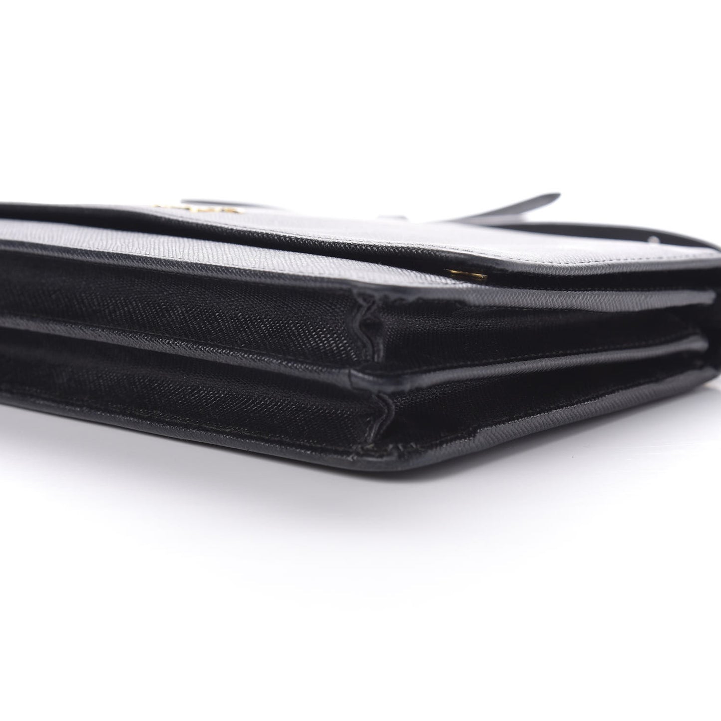 Saffiano Metal Flap Wallet With Strap Black