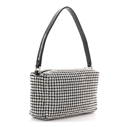 Alexander Wang Mesh Crystal Rhinestone Mini Heiress Pouch Black Silver 3 of 10