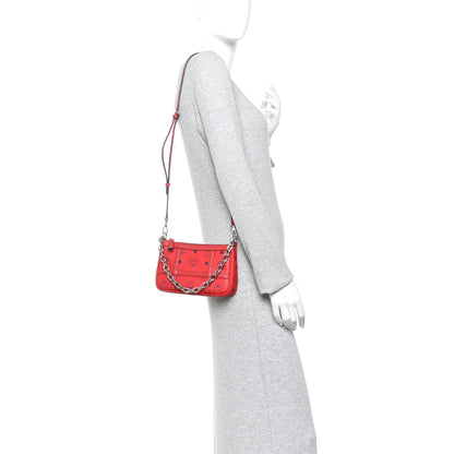 MCM Visetos Nappa Mini Delmy Chain Shoulder Bag Ruby Red 2 of 9