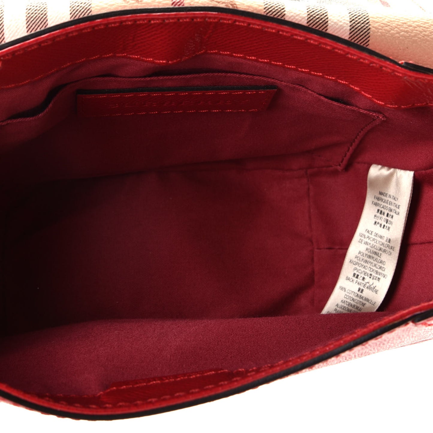 Patent Calfskin Haymarket Check Maydown Crossbody Bag Red