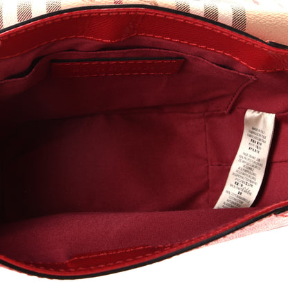 Burberry Patent Calfskin Haymarket Check Maydown Crossbody Bag Red 4 of 5