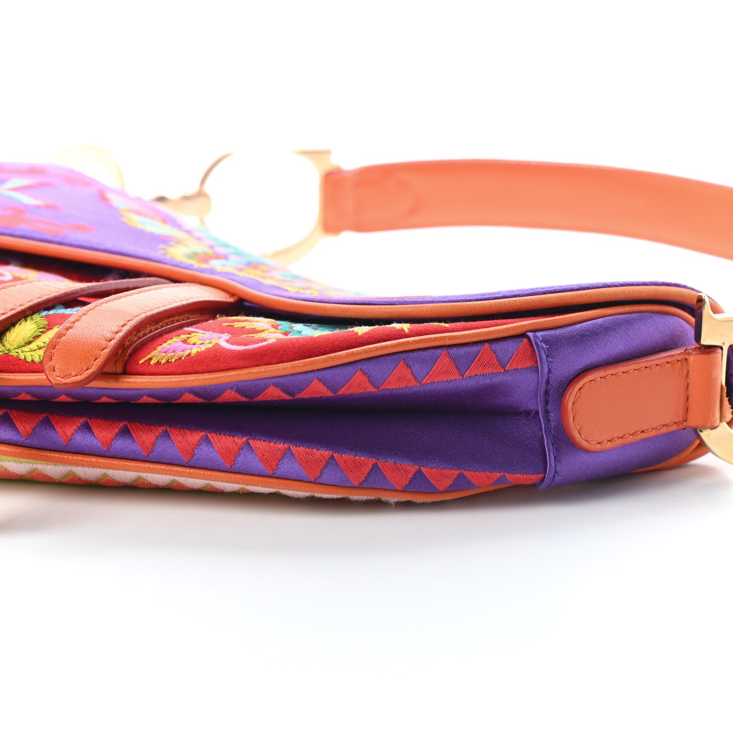 Christian Dior Silk Embroidered Saddle Bag Multicolor 8 of 9