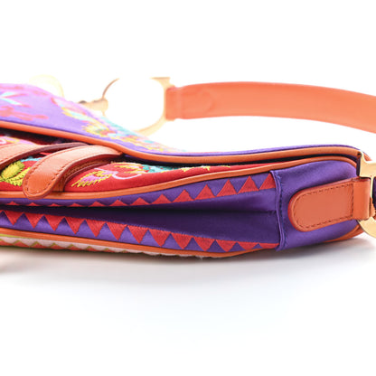 Christian Dior Silk Embroidered Saddle Bag Multicolor 8 of 9