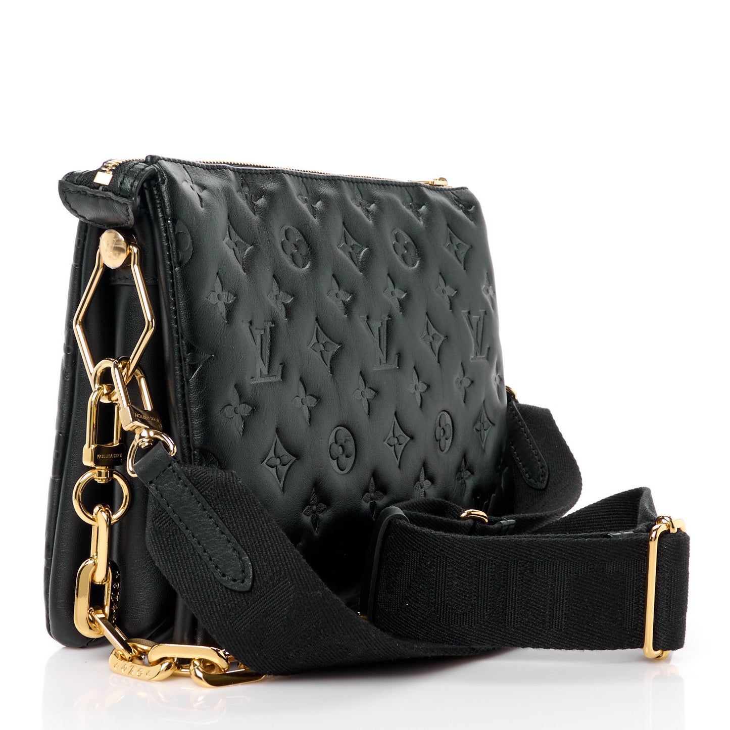 Lambskin Embossed Monogram Coussin PM Black