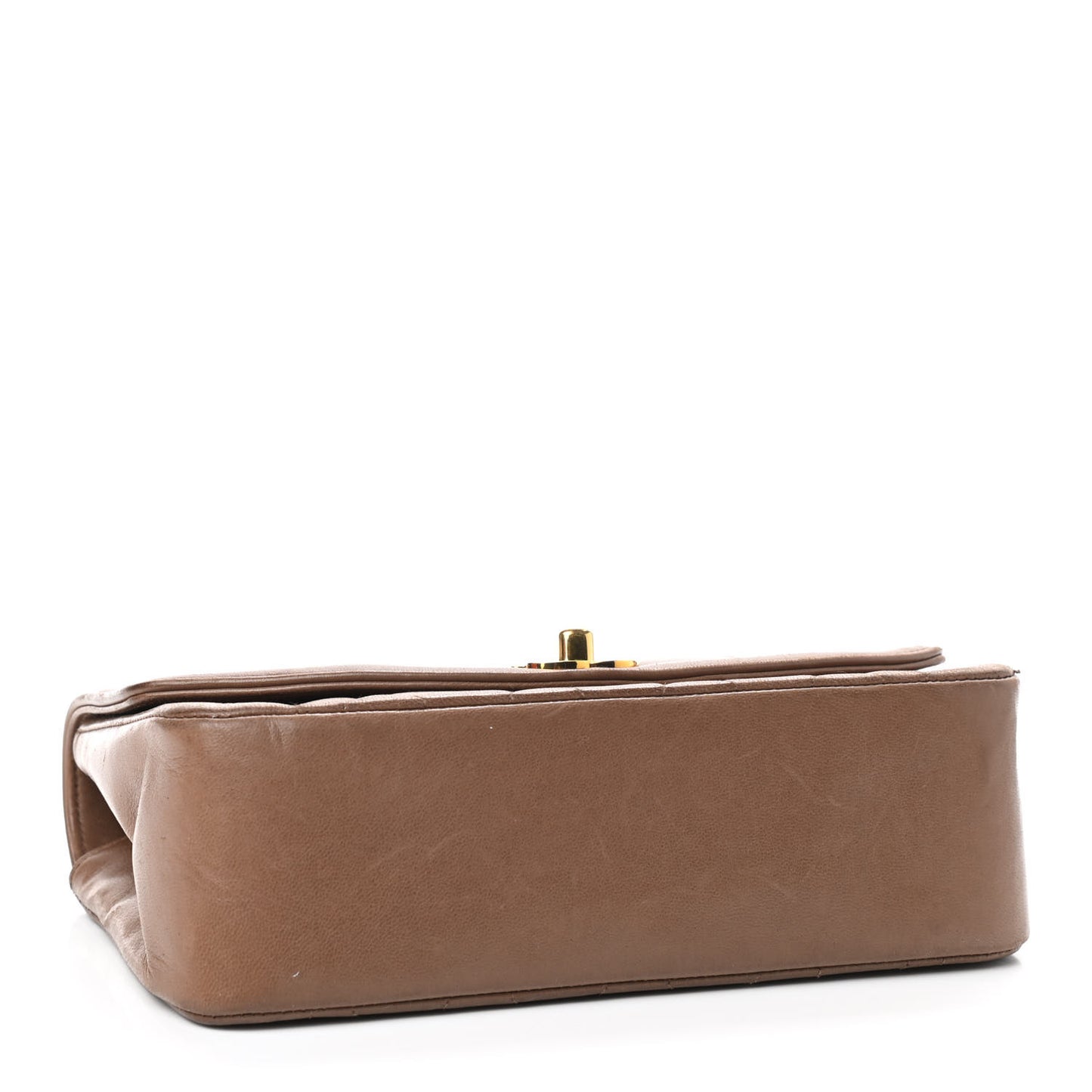 Lambskin Quilted Small Single Flap Brown
